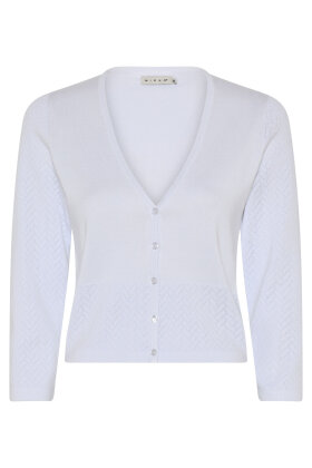 Micha - Strikket Viskose Cardigan - Mønstret - Bright White