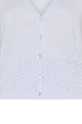 Micha - Strikket Viskose Cardigan - Mønstret - Bright White