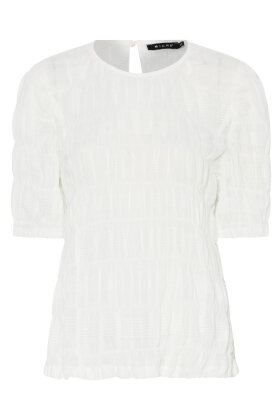 Micha - Cotton Structure Bluse - Mønstret - Bright White
