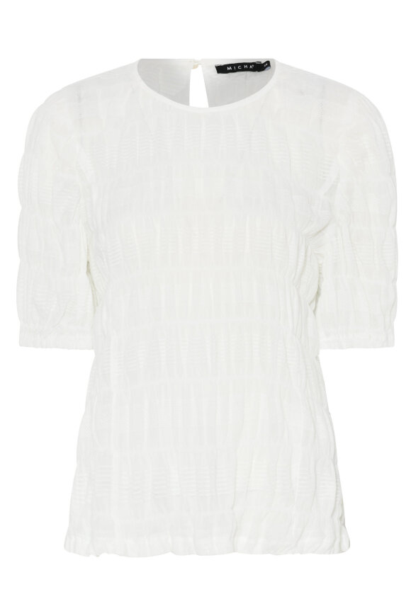 Micha - Cotton Structure Bluse - Mønstret - Bright White