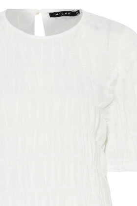 Micha - Cotton Structure Bluse - Mønstret - Bright White