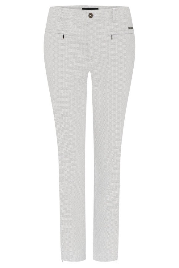 C Ro - Lina Jacquard Vævet Strækbukser - 7/8del - Slim Fit - Sand White