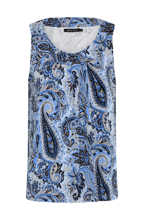 Micha - Top Paisley Print Jersey - Brede Stropper - Blue