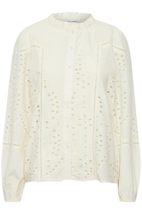 Pulz - PZMacia Blouse - Broderie Anglaise Skjorte - Off White