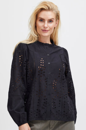 Pulz - PZMacia Blouse - Broderie Anglaise Skjorte - Off White