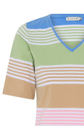 Micha - T-shirt Blokstribet Pastelfarver - Blue & Green