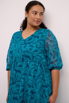 Kaffe Curve - KCDoa Dress - Print Kjole - Petrol