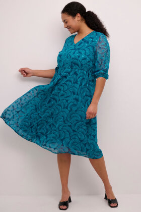 Kaffe Curve - KCDoa Dress - Print Kjole - Petrol