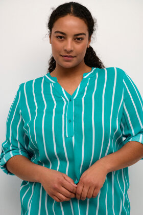 Kaffe Curve - KCSida Blouse - Viskose Stribet - Blue Bird Stripe