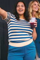 Kaffe Curve - KCMaji Short Sleeves Knit - Kortærmet Strik - Stribet