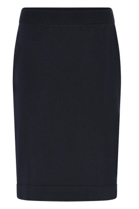 Micha - Strikket Elastisk Nederdel - Helt Klassisk - Navy