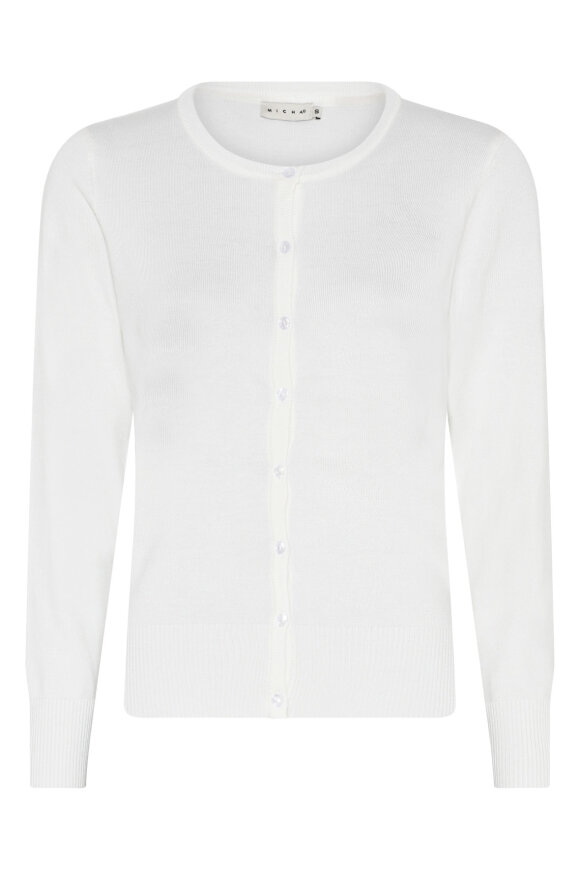 Micha - Basic Finstrik Viskose Cardigan - Off White