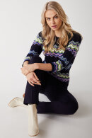 Micha - Viskose Finstrik - Mønstret Bluse - Navy