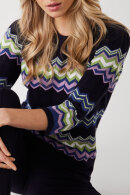 Micha - Viskose Finstrik - Mønstret Bluse - Navy