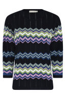 Micha - Viskose Finstrik - Mønstret Bluse - Navy