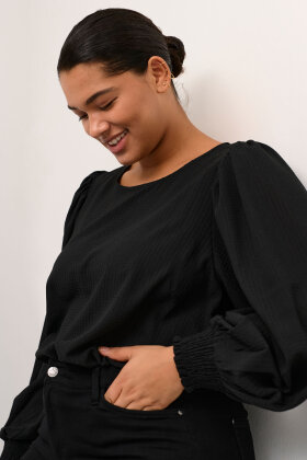 Kaffe Curve - KCdory Blouse - Ballon Ærmer - Black Deep