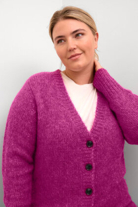 Kaffe Curve - KCzolina Cardigan - Strikket - Fuchsia Red Melange