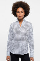Eterna - Print Skjorte - Satinvævet Bomuld - Regular Fit - Navy & Hvid