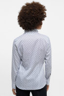 Eterna - Print Skjorte - Satinvævet Bomuld - Regular Fit - Navy & Hvid