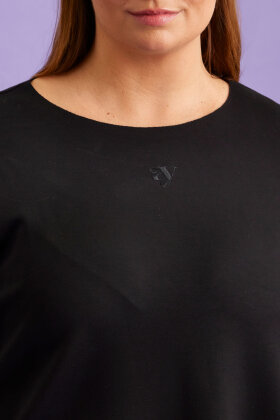 Anyday - Ellie 137 T-Shirt S/S - Raw Sweatshirt Style - Black