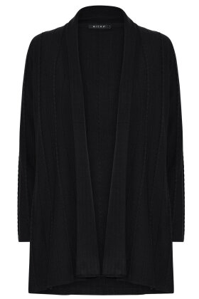 Micha - Mønstret Åben Strik Cardigan - Sort