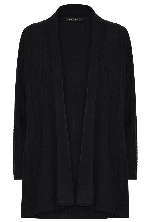 Micha - Mønstret Åben Strik Cardigan - Sort