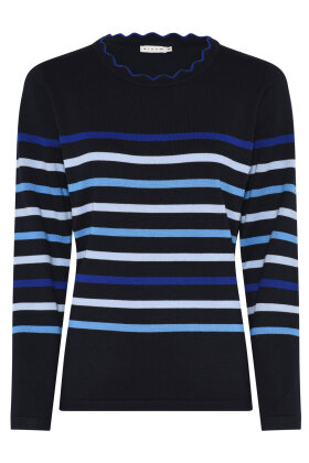 Micha - Stribet Finstrik - Flæsekant - Navy