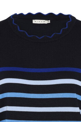 Micha - Stribet Finstrik - Flæsekant - Navy
