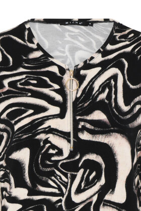 Micha - Jersey Print T-shirt - Lange Ærmer - Wood Wave Sort