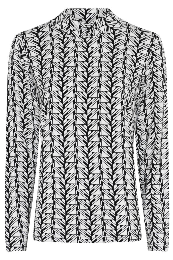 Micha - Langærmet T-shirt - Turtleneck - Grafisk Print - Sort Off White