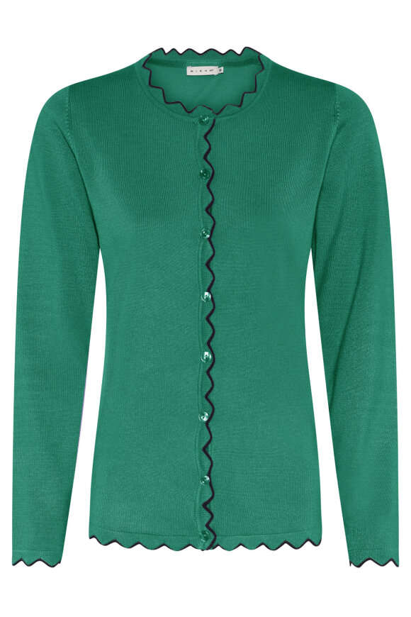 Micha - Cardigan Strik - Flæsekant - Evergreen