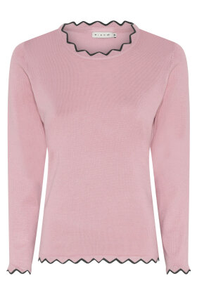 Micha - Strikbluse - Pullover Med Flæsekant Detaljer - Rose