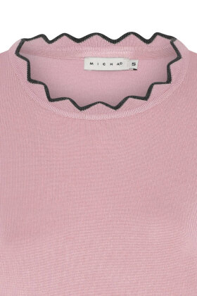 Micha - Strikbluse - Pullover Med Flæsekant Detaljer - Rose