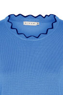 Micha - Strikbluse - Pullover Med Flæsekant Detaljer - Azure Blue