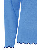 Micha - Strikbluse - Pullover Med Flæsekant Detaljer - Azure Blue