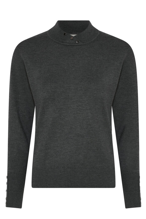 Micha - Basic Viscose Knit - Turtleneck Strik - Charcoal Melange