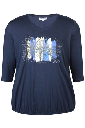 Zhenzi - Crystal 215 - T-shirt Print på Bryst - Navy