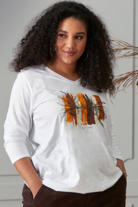 Zhenzi - Crystal 215 - T-shirt Print på Bryst - Navy