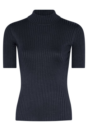 Micha - Turtleneck Ribstrik - T-shirt - Navy