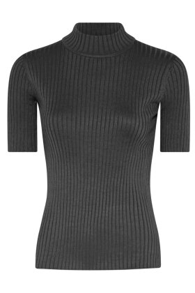 Micha - Turtleneck Ribstrik - T-shirt - Charcoal Melange