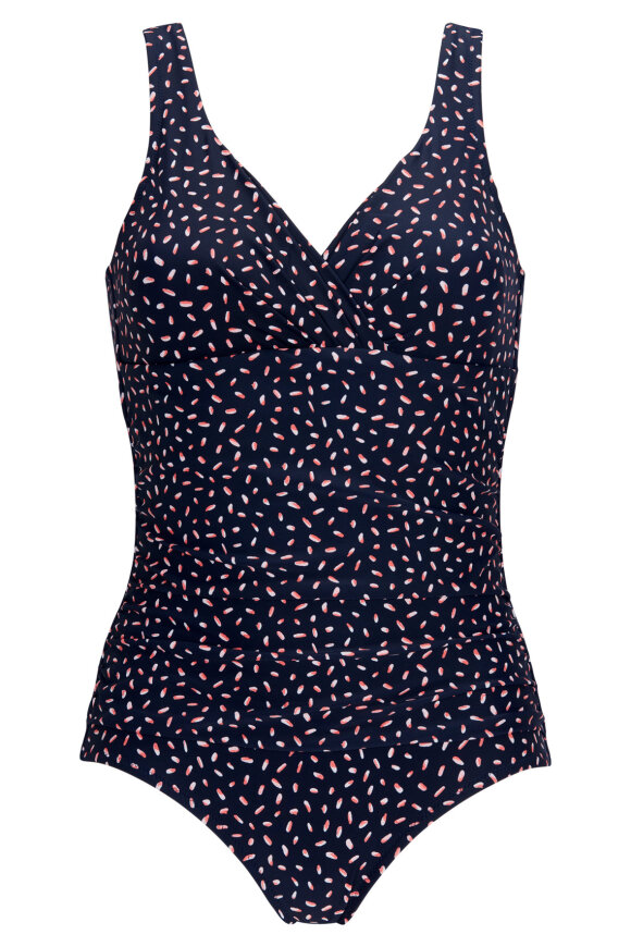 Damella - Print Badedragt - Læg Detaljer - Navy & Red