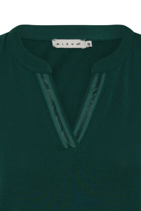 Micha - Let Viskose T-shirt - V-slids - Evergreen