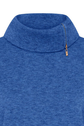 Micha - Finstrik Bluse - Viskose & Højhalset - Melange Blue