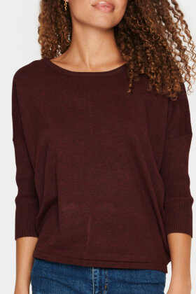 Saint Tropez - MilaSZ R-Neck Pullover - Strikbluse - Tawny Port Melange