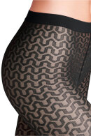 Falke - Cryptogram Tights 30D - Grafisk Strømpebuks - Black