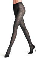 Falke - Cryptogram Tights 30D - Grafisk Strømpebuks - Black