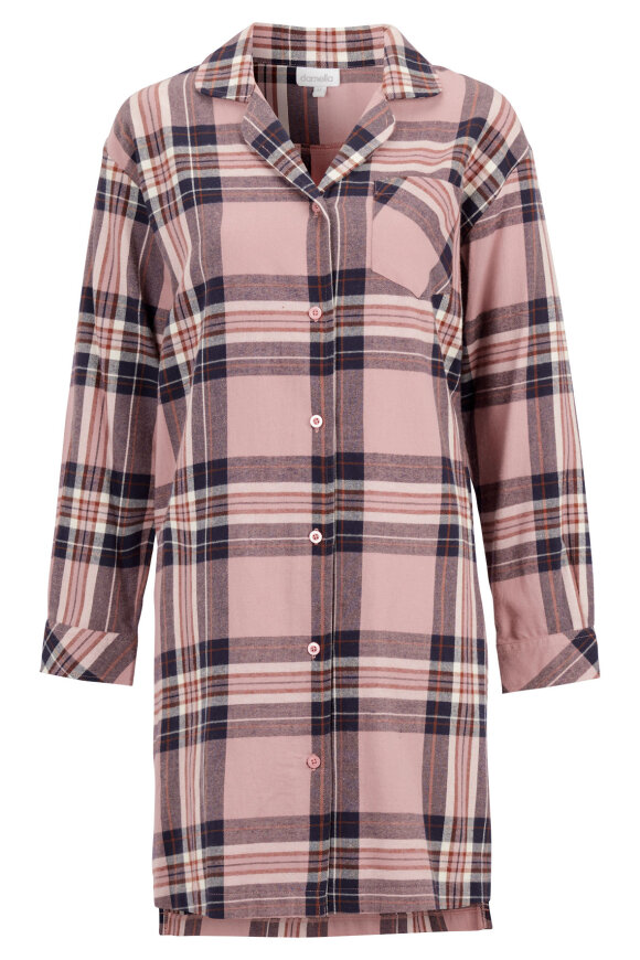 Damella - Natskjorte - Natkjole - Flannel Ternet - Light Heather