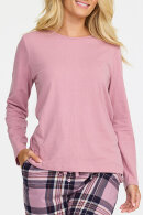 Damella - Pyjamas - Ternet Flannel Bukser - Ensfarvet Bluse - Light Heather
