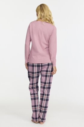 Damella - Pyjamas - Ternet Flannel Bukser - Ensfarvet Bluse - Light Heather