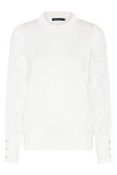 Micha - Finstrik Bluse Med Detaljer - Chiffonmesh Ærmer - Off White